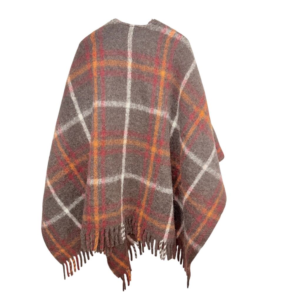 Golden Goose Alpaca Mohair Plaid Wrap Shawl Cape One Size Quiet Luxury Italy - Picture 4 of 12